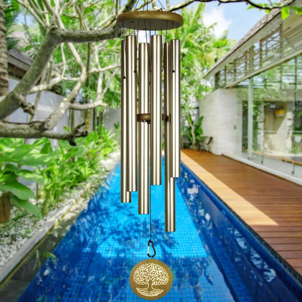 

Wind Chimes Outside Deep Tone,40" Memorial/Sympathy Wind Chimes with Engraved Tree of Life,Wind Chimes Outdoor Clearance