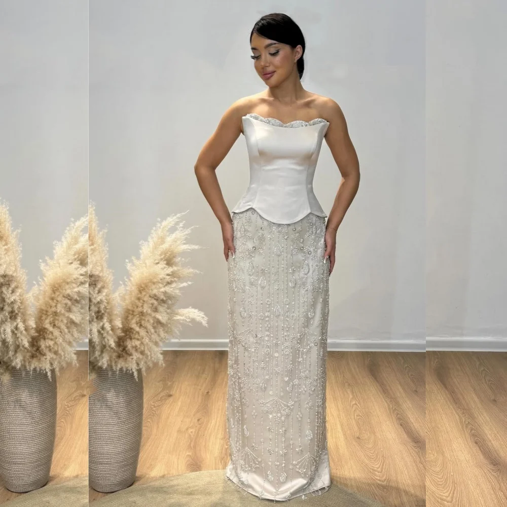 

Customized Charmeuse Sequined Straight Long Dresses Sparkle Bespoke Occasion Women Luxury Evening Elegant Party Wedding