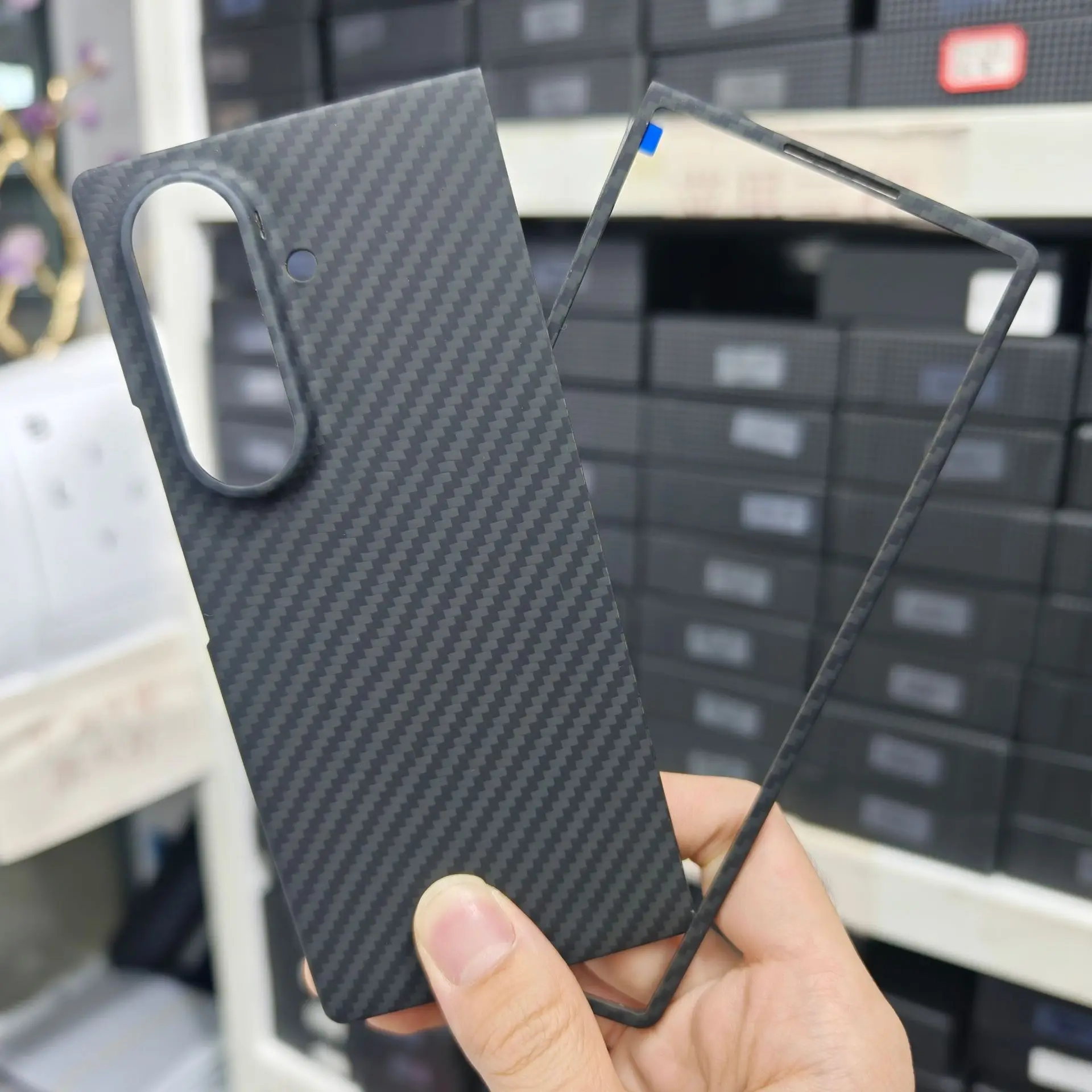 

Carbon Fabric Fiber Aramid Case For Samsung Galaxy Z Fold7 Fold 7 Magnetic Wireless Charging Thin Shell For Magsafe Capa Blue