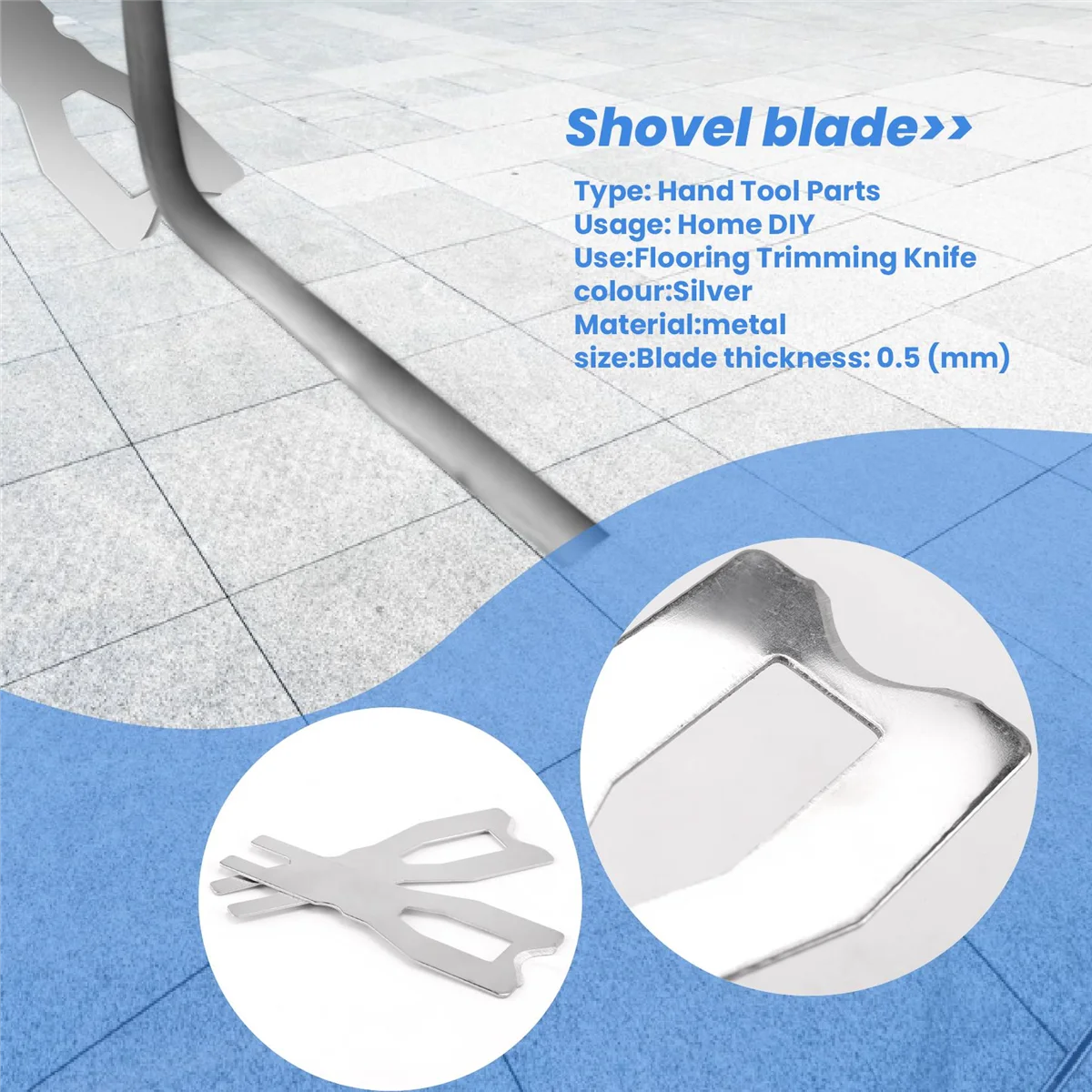 AT77 20Pcs Blades for Vinyl Flooring Trimming Skiving Knife Shovel Blade