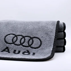 1PCS Car Wash Towel Emblem Cotton Drying Cloth Soft Clean Cloth Accessories For Audi Q5 S4 A5 C6 S5 A4 2024 Quattro 2023 2022 B8