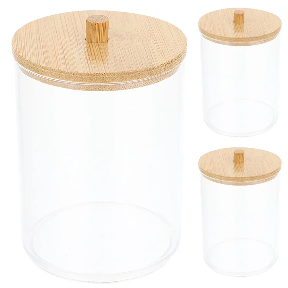 

3pcs Cotton Swab Storage Box Acrylic Organizer Dispenser For Bathroom Bedroom Small Compact Household Jar Container For Cotton