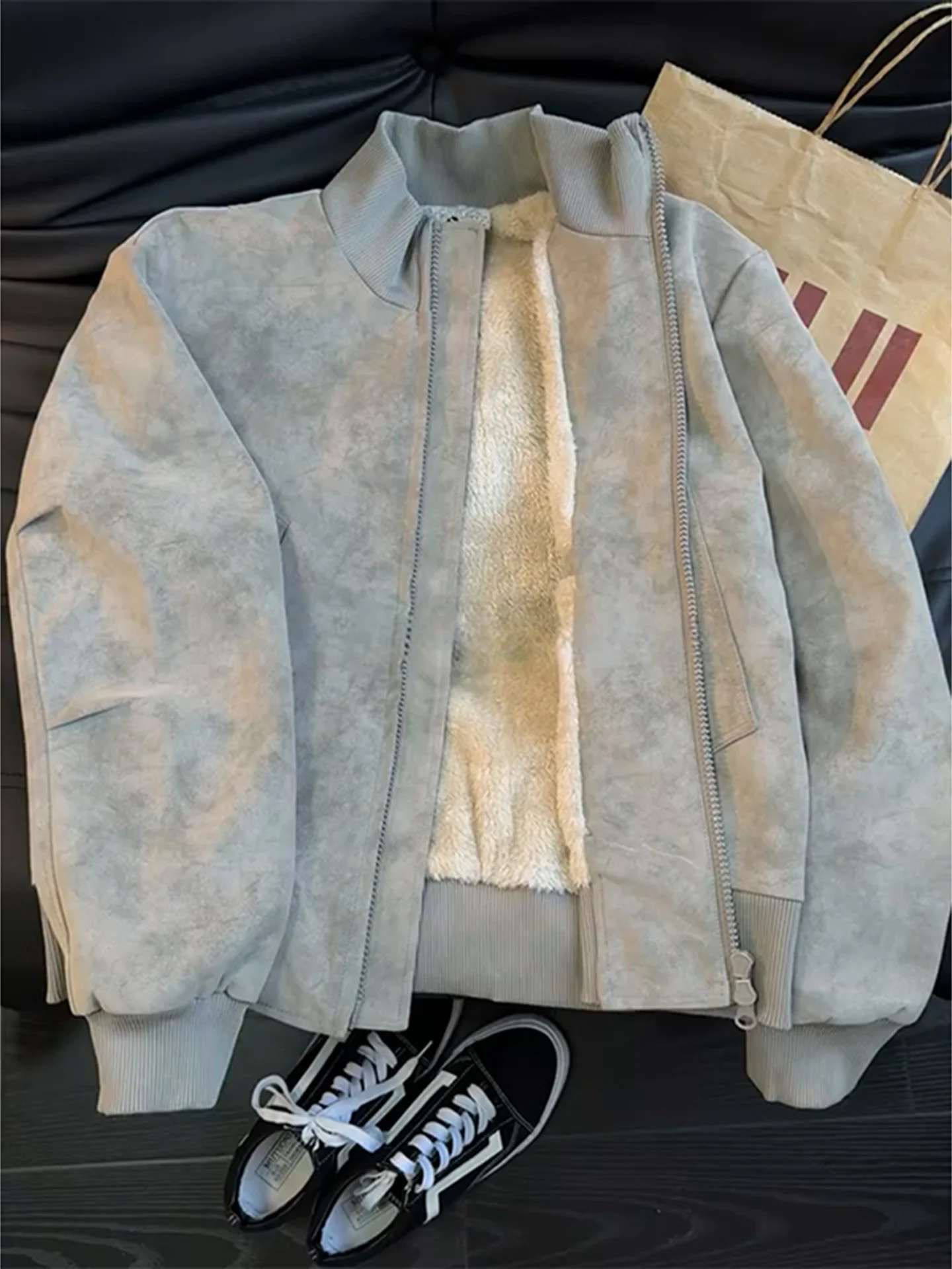 

Мужская зимняя куртка-бомбер из искусственной кожи в американском стиле, утепленная хлопком, с подкладкой, на молнии, теплая