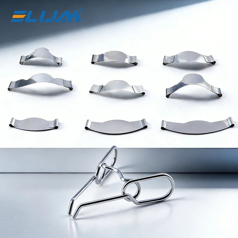 SYJH 10Boxes/Set Dental Matrix Sectional Contoured Metal Matrices 1.398/1.330 with Spring Clip Ring Clamp Wedges Dental Tools