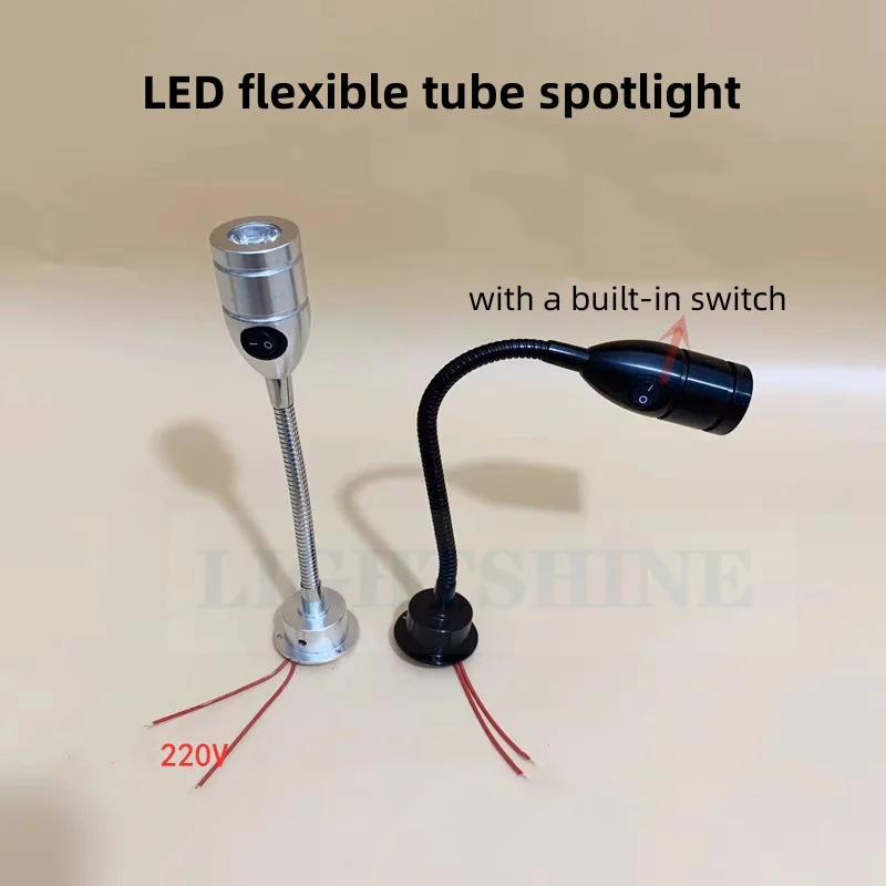LED Flexible Tube Spotlight Machine Tool Work Light 3W Surface Mountable Bendable Snake Tube Spotlight 220V 12V 24V