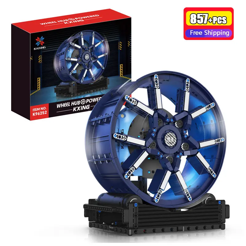 

K96252 857Pcs Luxury Racing Car Wheel Rim Building Blocks Creative Sports Vehicle Tire Model Bricks DIY Education Toys For Boys