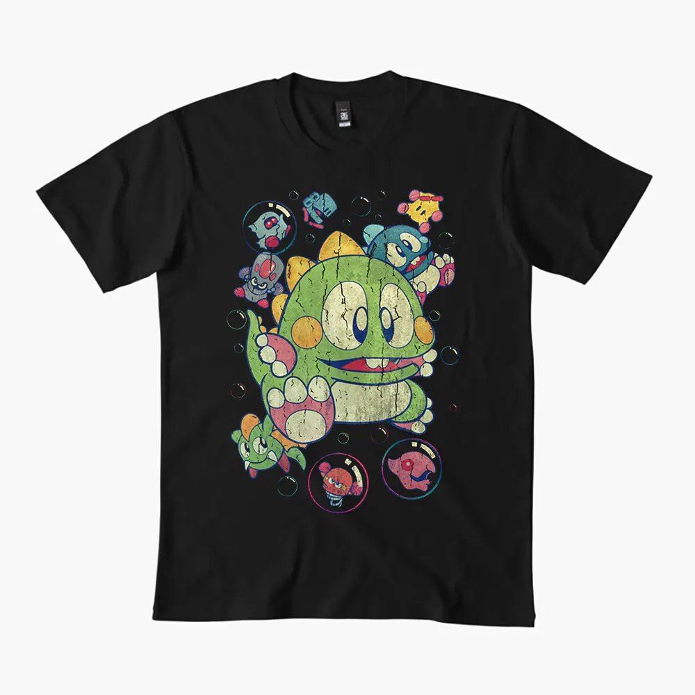

80s Retro videogame Bubble Bobble Vintage Action Gift t shirt Cute print cartoon Graphic Clothes All size tops Y2K t-shirts