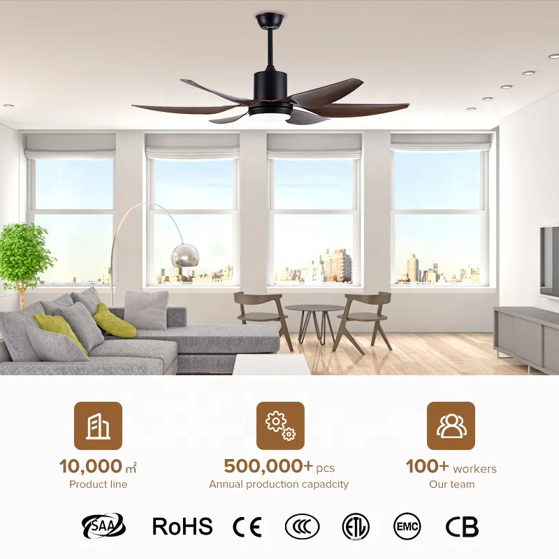 House Smart 54-дюймовый двигатель постоянного тока 220 В 35 Вт источник света 24 металлический 6-лопастной потолочный вентилятор светодиодный электрический с регулируемой яркостью