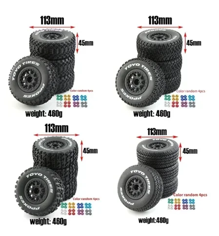 4pcs 112mm 1/10 Short Course Truck Tires Tyre Wheel With 12mm Hex For Slash Arrma Senton HuanQi 727 Vkar 10sc Hpi Rc Car