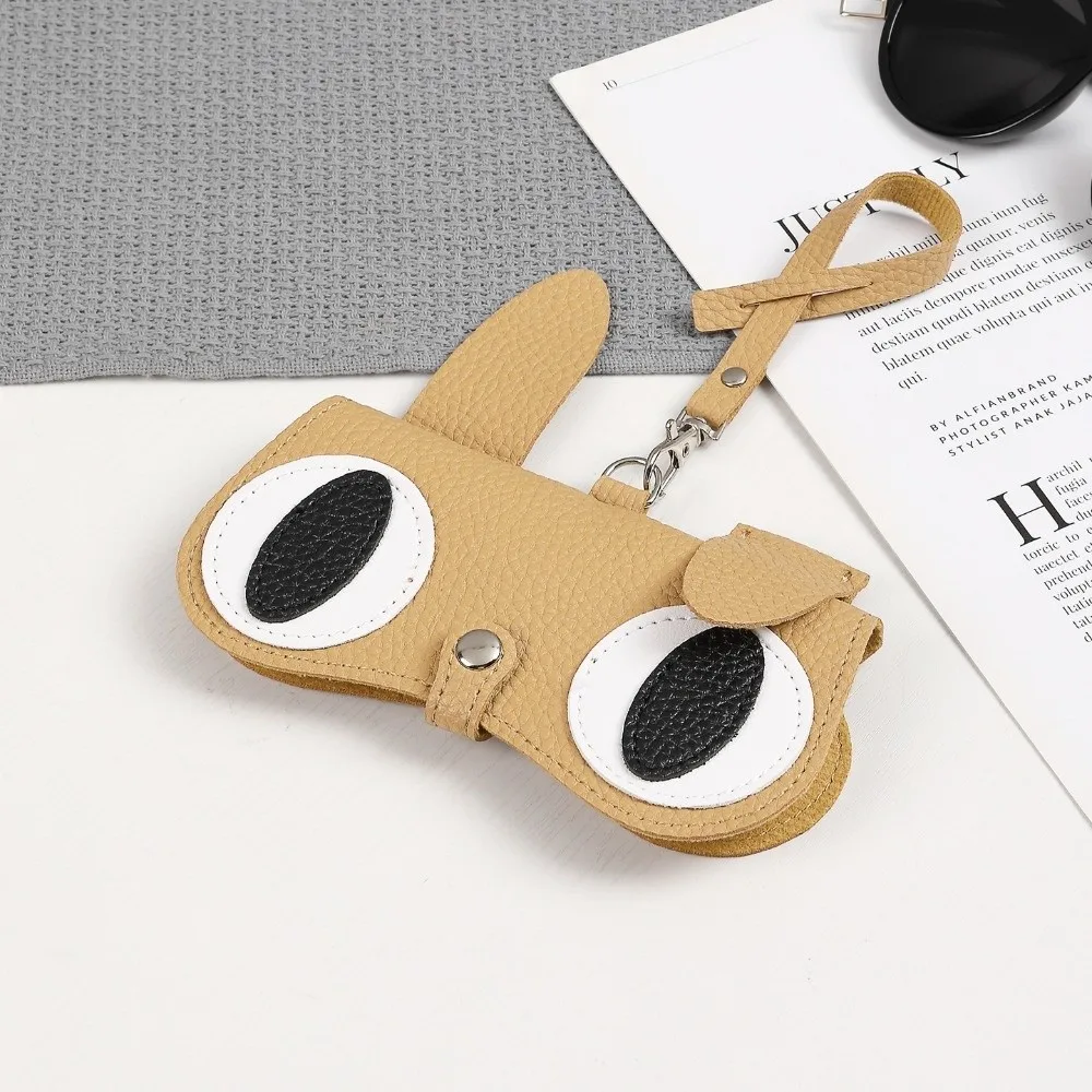 

Portable Sunglasses Storage Cover Hanging Secure Clip Myopia Glasses Organizer Bag Pu Leather Cartoon Glasses Protective Sleeve