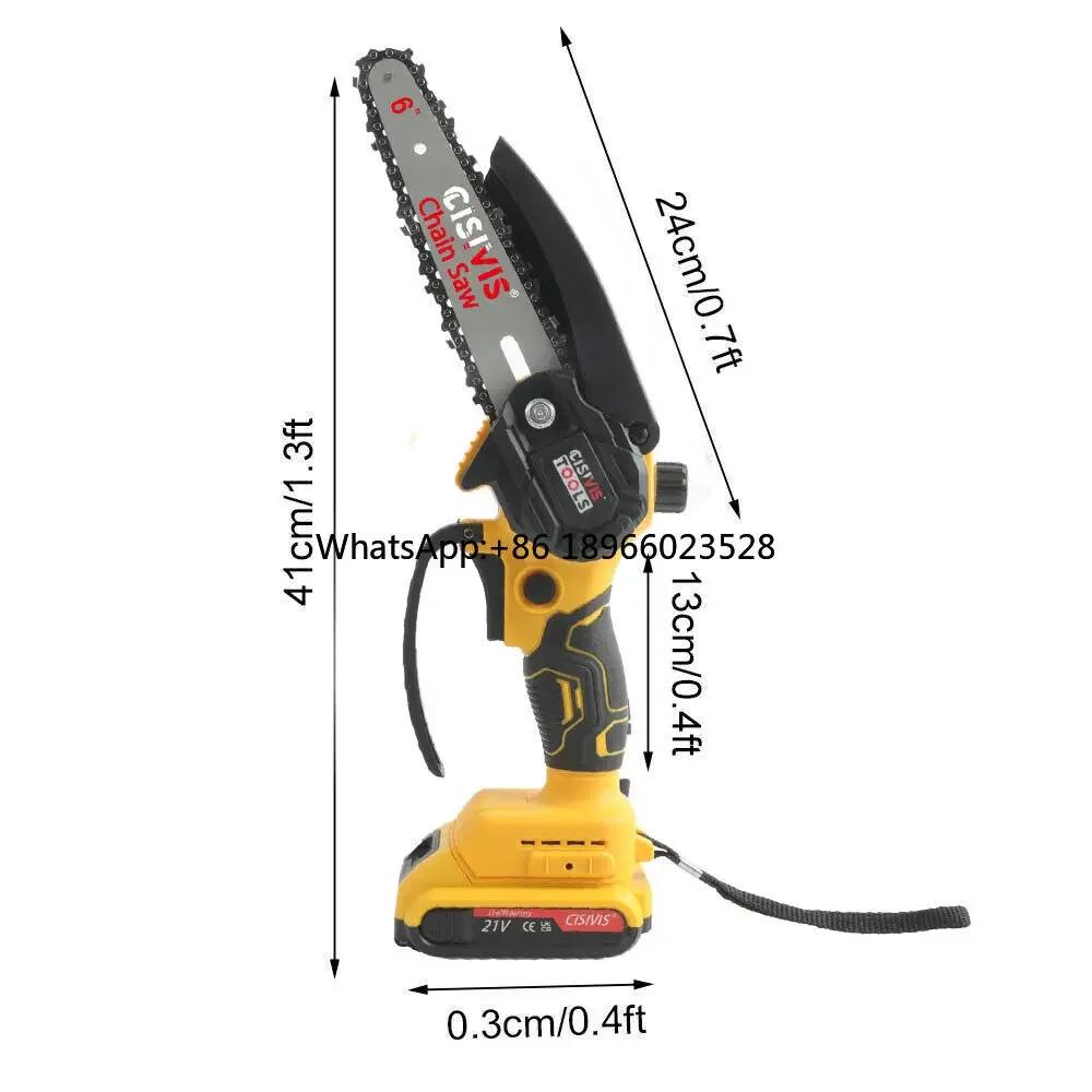 Portable Electric Saw With Oil Pot 6-Inch 21v Lithium Battery Handheld Electric Tree Wood Cutting Cordless Mini Chain Saw