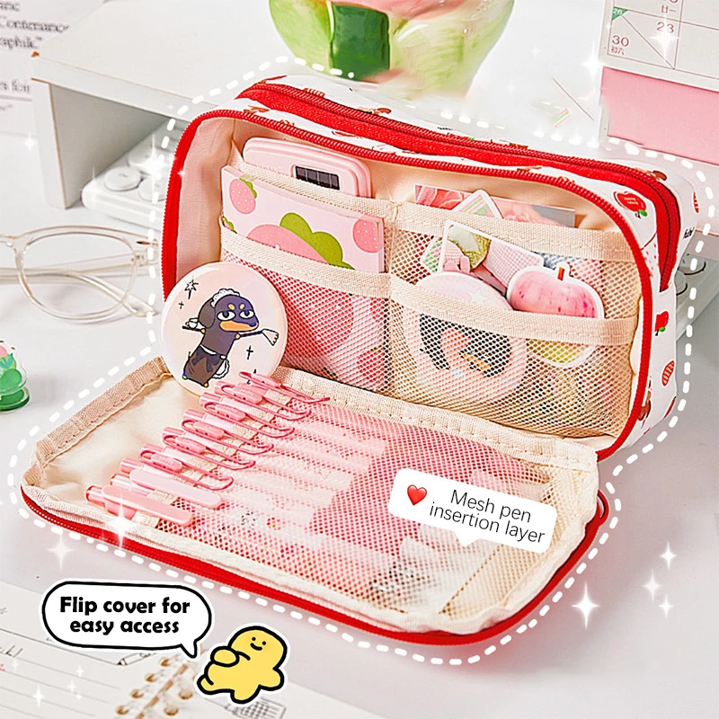 لطيف الكرتون جرو مقلمة متعدد الطبقات آلية كبيرة متعددة الوظائف Kawaii طالب صندوق رصاص صندوق تخزين الأدوات المكتبية