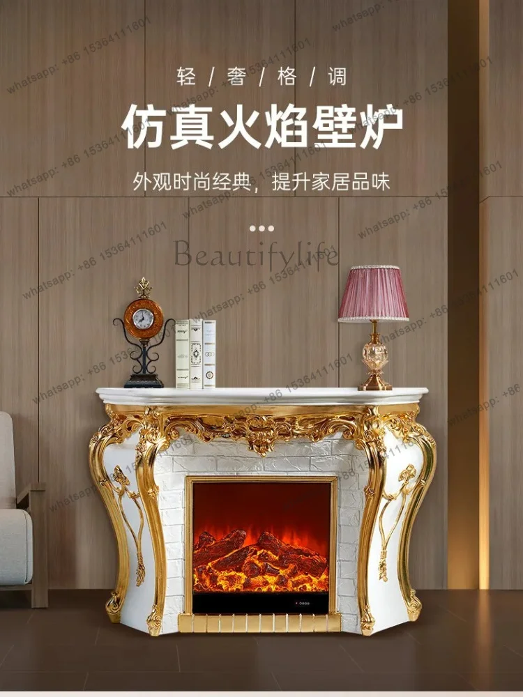 YJ Platinum Fireplace Decoration Hotel Villa Fireplace Ornamental Decoration Cabinet Heating Fireplace Living Room European Arch