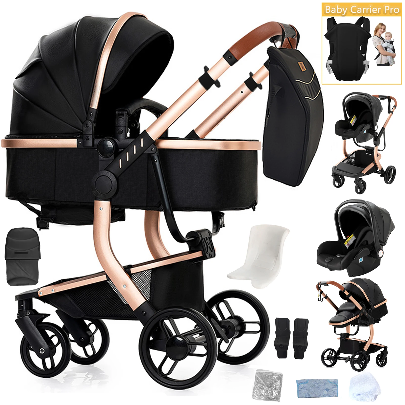 Luxe Kinderwagen 3-in-1 Baby-auto voor Kinderwagen Lichtgewicht Kinderwagen pasgeborenen kinderwagens kinderwagens Baby-autostoeltje baby buggy