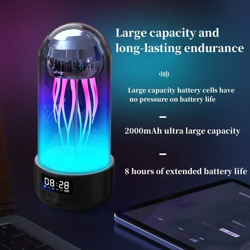 Creative Stereo sound Colorful Dynamic Jellyfish Bluetooth Speaker Portable Stereoscopic Breathing Light Intelligent Decoration