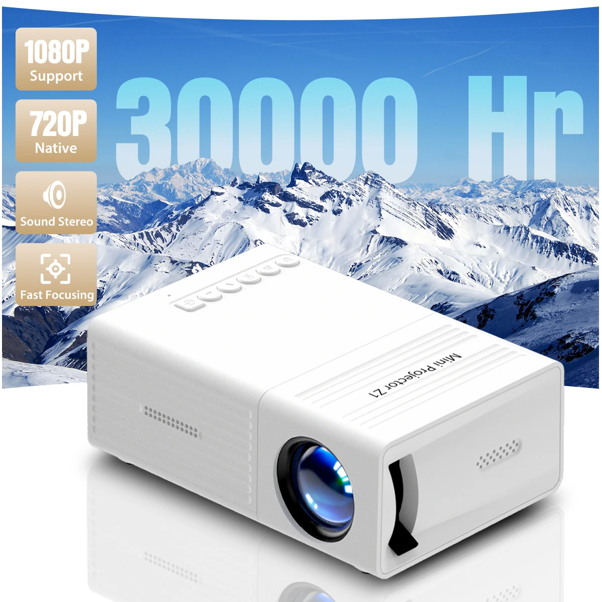 

Портативный видеопроектор, мини-проектор для улицы, подходит для iOS/ TV Stick/ USB/ ноутбуков и других устройств.