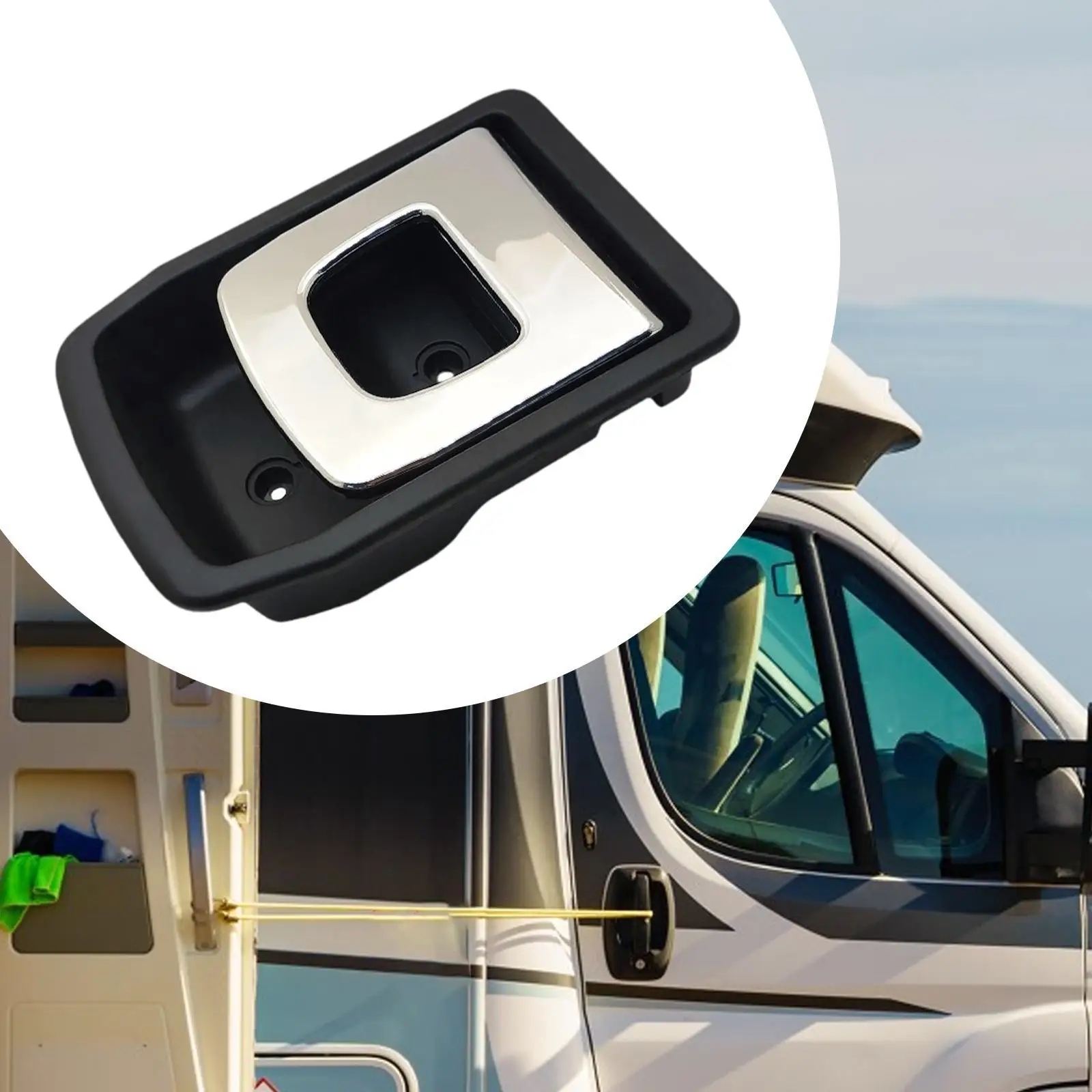 

RV Travel Trailer Door Lock Inner Handle Nylon PA6 Housing Sturdy Repair Parts Lightweight Easily Install 6x4inch Accessories