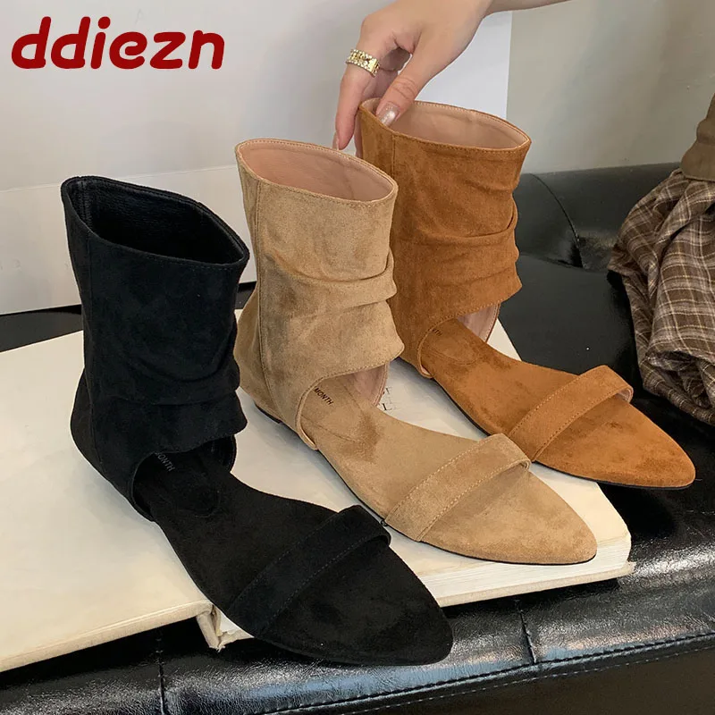 

Fashion Open Toe Footwear Ladies Low Heel Sandals Boots Female Spring Summer Slip On Women Heeled Sandals Ankle Booties Shoes