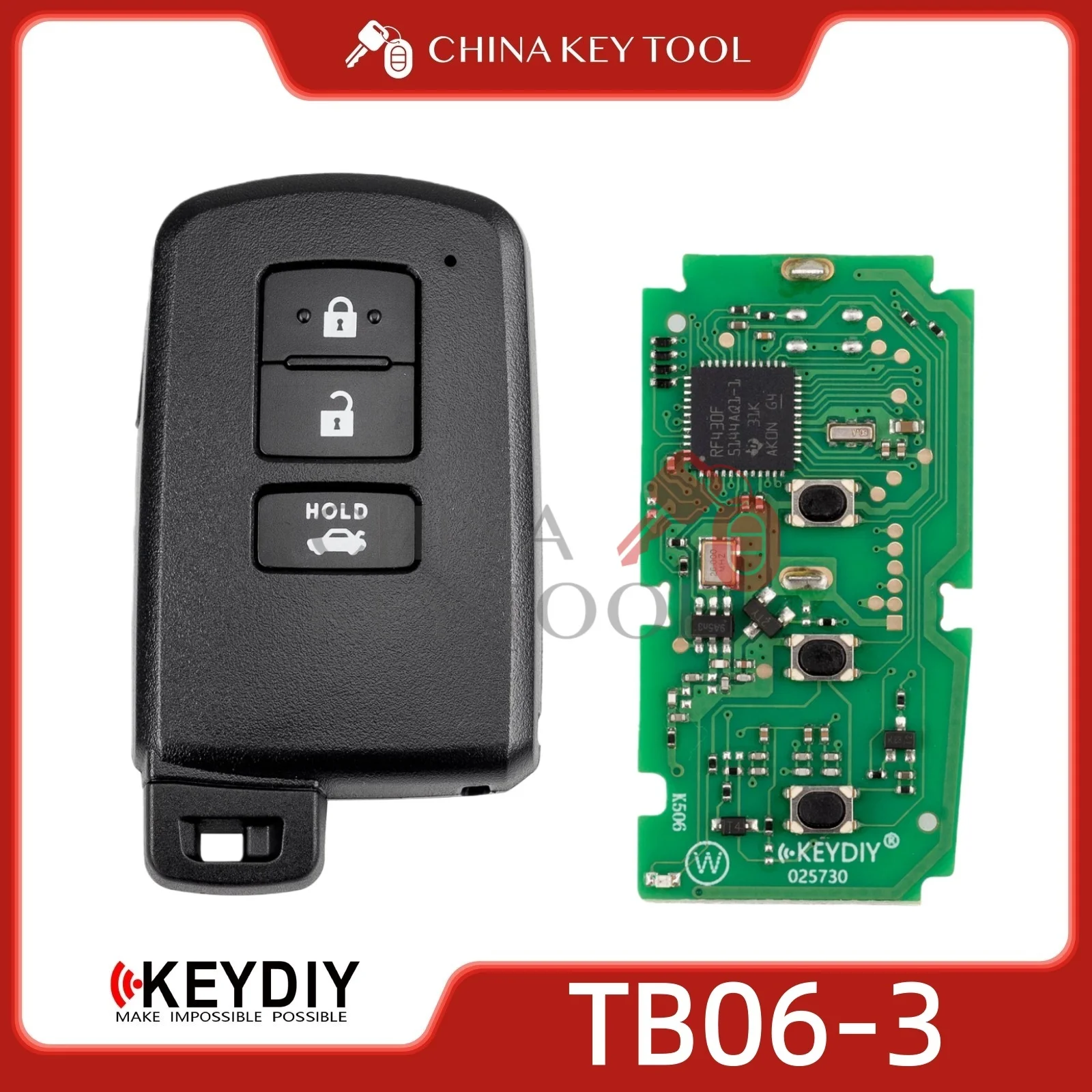 

Универсальный смарт-ключ KEYDIY KD TB06-3, 3 кнопки, серия TB, совместимый с Toyota