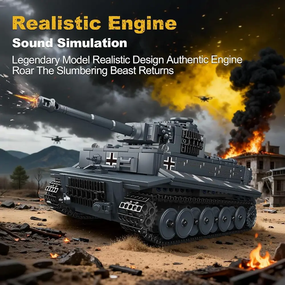 Zestaw do składania niemieckiego czołgu Tiger w skali 1:32 dla dzieci od 8 lat, 800-elementowy zestaw zabawek militarnych z ruchomymi elementami, idealny dla miłośników historii.