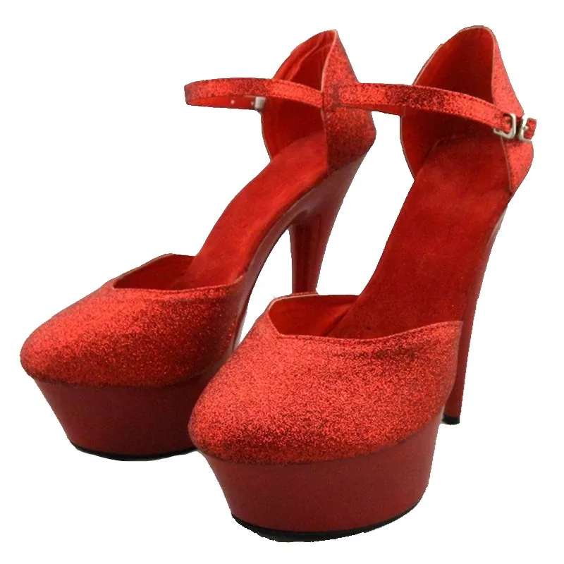 

Red sequins wedding party shoes platform 6 inch stiletto shoes, 15 cm, sexy high heel women's single shoes