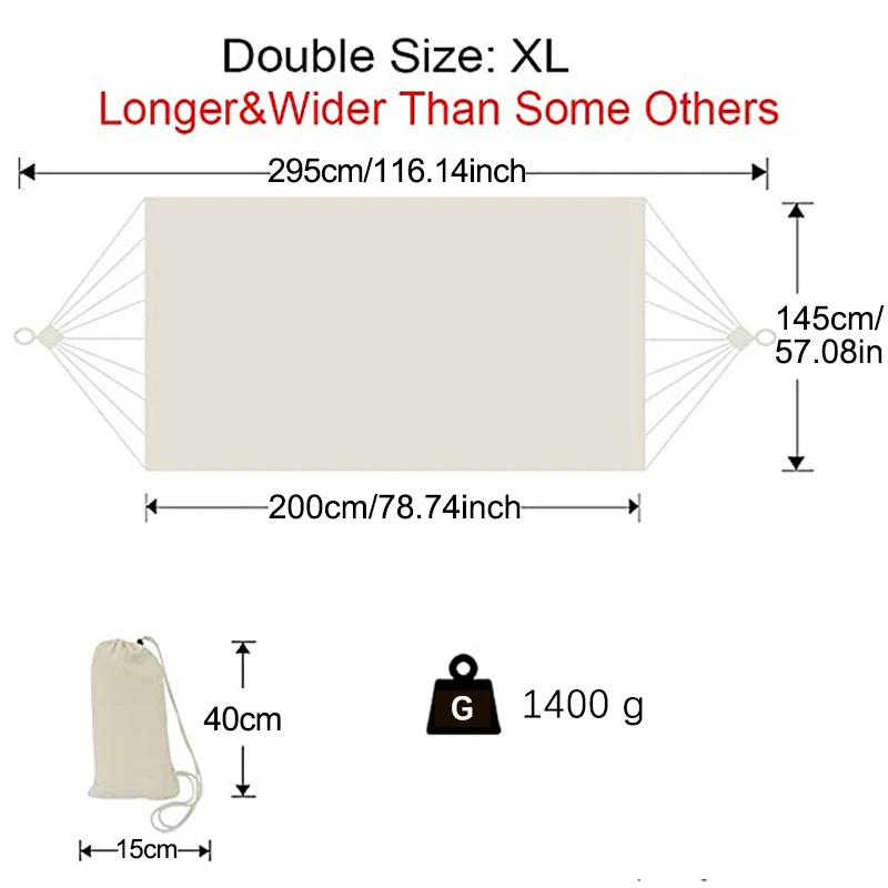 Hamaca doble de algodón orgánico,