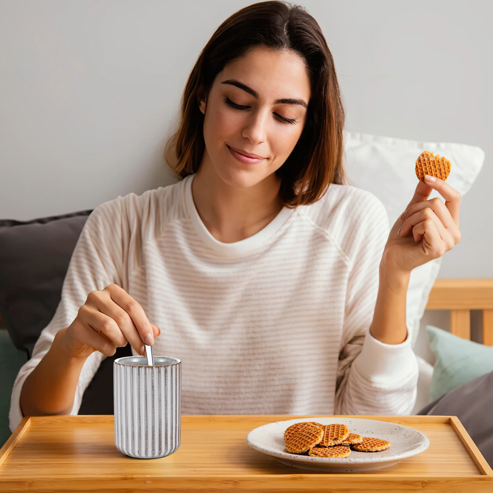 

300Ml Retro Striped Cup Ceramic Drinks Mug Lightweight Portable for Office Home Tea Coffee Beverage Storage Mug