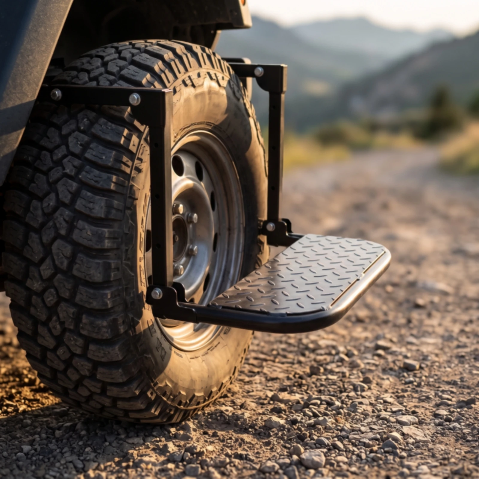 Folding Tire Step Compact Adjustable Tire Step Sturdy Steel for SUV Owners, Roof Rack Access, Car Maintenance