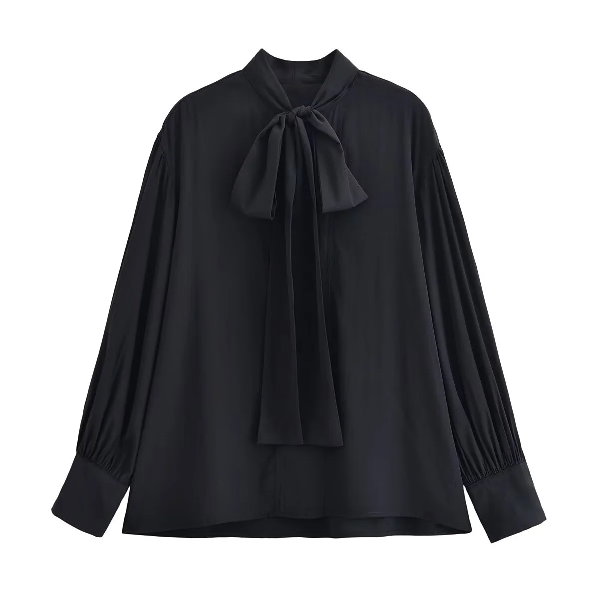 

2025 Winter New Women's Casual Simple Commuter Style Fashionable Versatile Bow-Embellished Draped Shirt