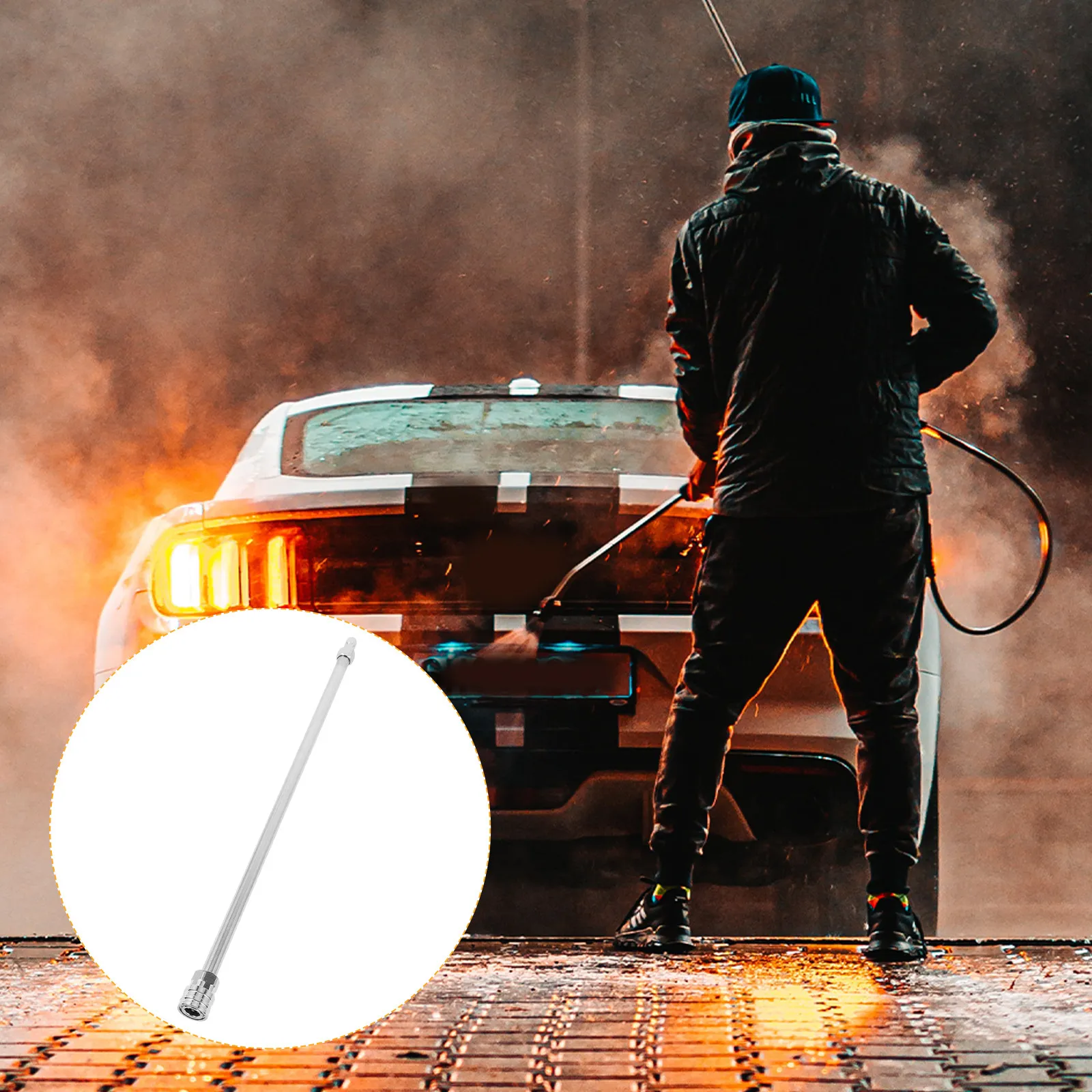 Extension Rod for Pressure Washer Stainless Steel Single Rod Design High Pressure Extension Wand Portable Washer Accessory