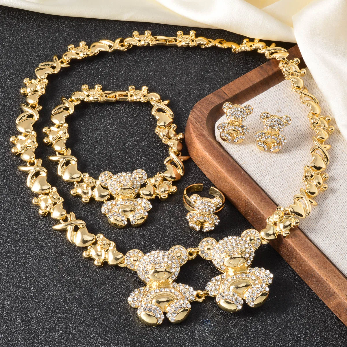 

ZEA DEAR Jewelry Sets Luxury Gold Plated Bear Design Earrings Necklace for Women Elegant Party Wear Gift Idea Fashion Trendy