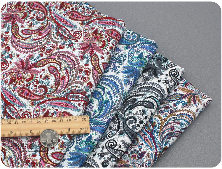 100cm * 147cm tecido paisley retrô popeline de algodão puro costura material diy