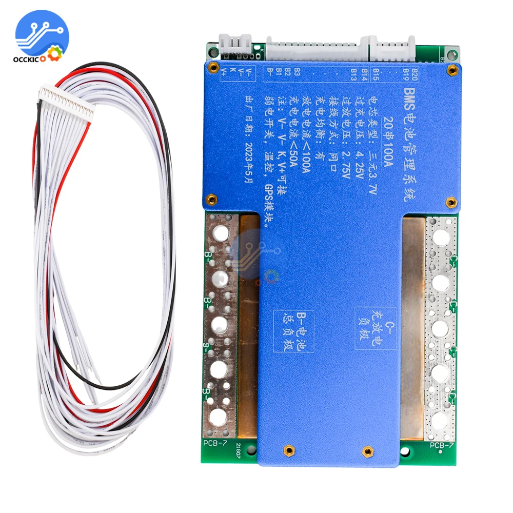 リチウム電池充電保護ボード,温度制御とバランスの取れた同じポート,bms 20s,72v,100a,150a,200a