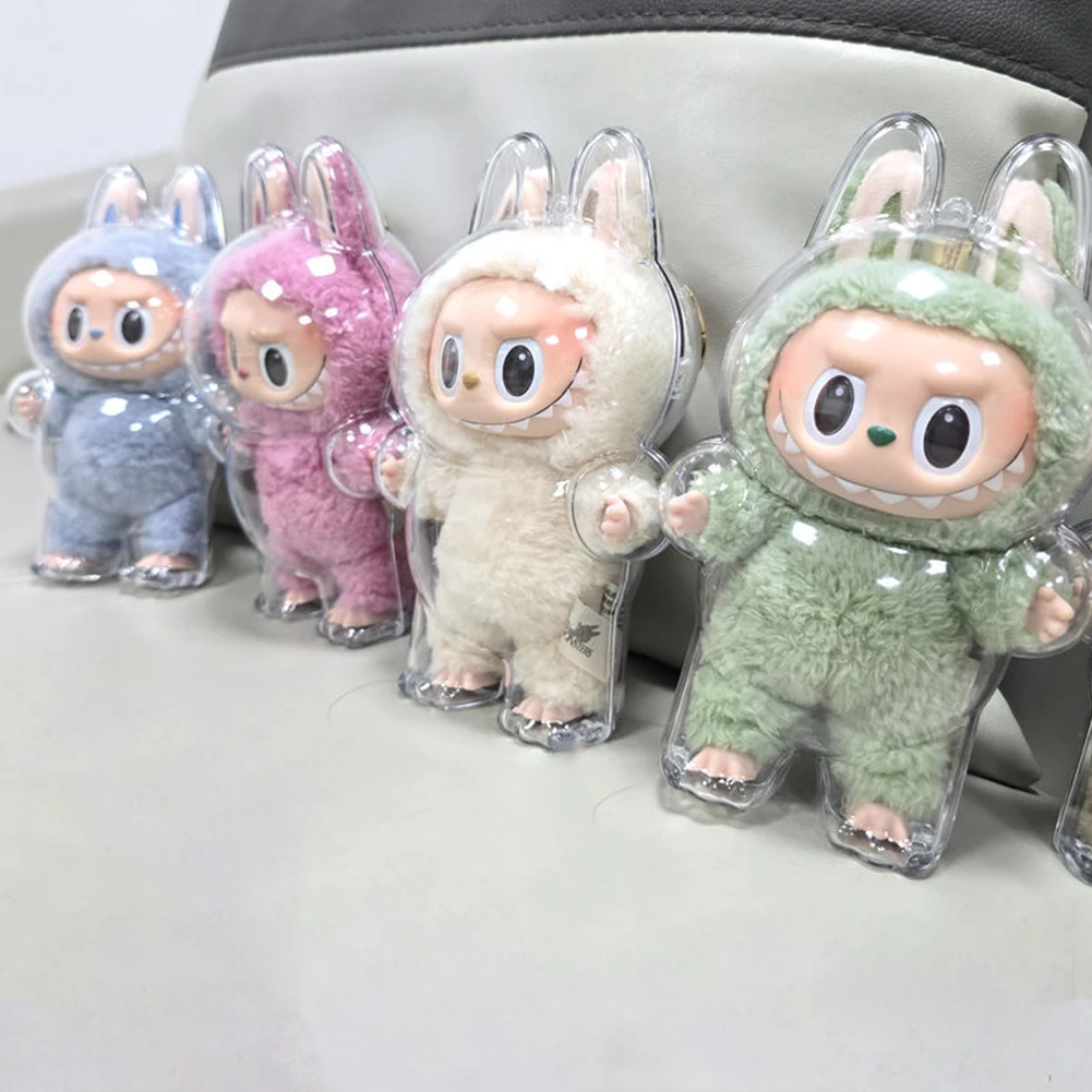 Penutup Pelindung Transparan untuk Labubu V1 V2 Kotak Penyimpanan Mainan Monster Elf Plushie Penutup Pajangan Aksesori Boneka Hadiah Ulang Tahun