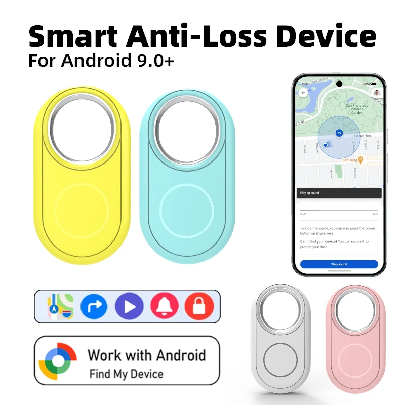 

Latest Google Location Tag Android Bluetooth Smart Anti-Loss Device for Keys Wallets Google Find Hub in White Pink Blue Yellow