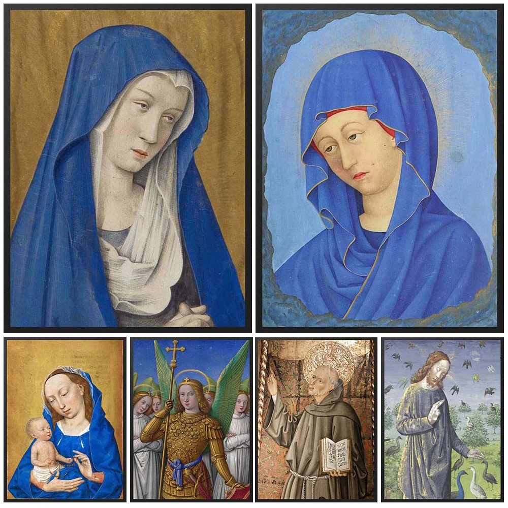 

Vintage Virgin Mary Jesus Madonna and Child Religion Wall Pictures For Living Room Poster Wall Art Canvas Painting Unframed