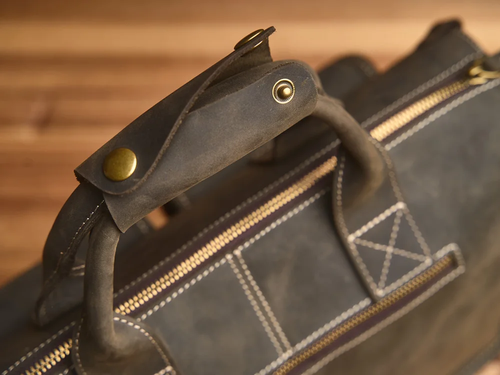 Nupugoo Vintage Echt leder Herren Aktentasche Umhängetasche verrückte Pferd Leder Handtasche mit 16-Zoll-Laptop – Detail 23