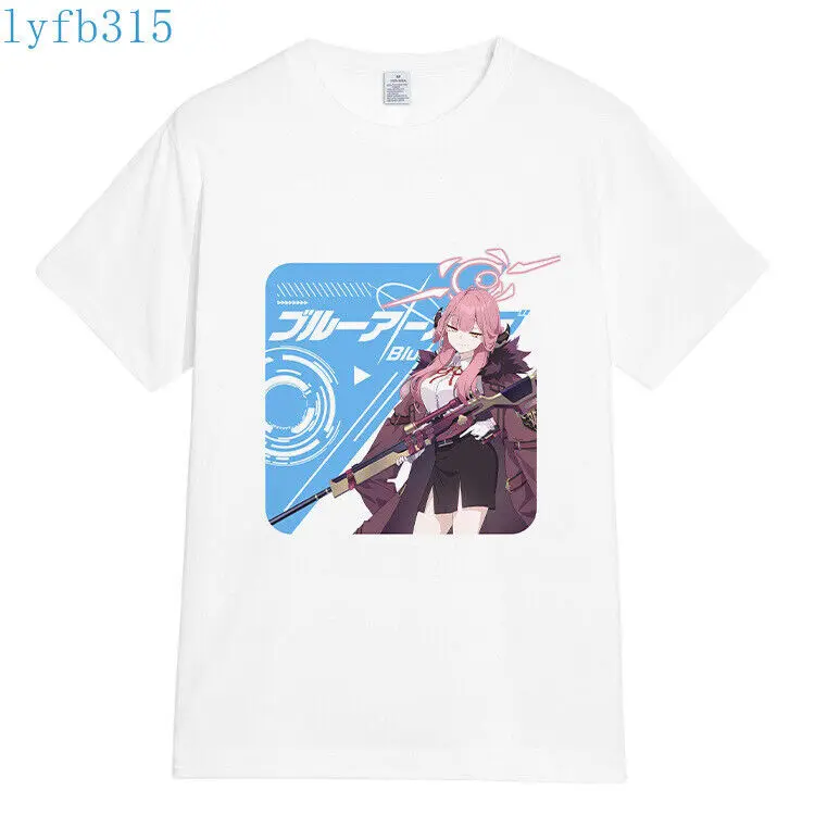 Anime Blue Archive T-Shirts Men Women White Short Sleeve Basic Tops #D