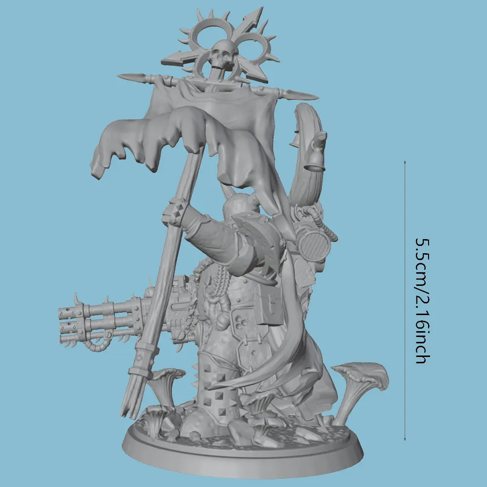 Figura guerrero medieval con bandera resina para rol y coleccionismo - imagen 4