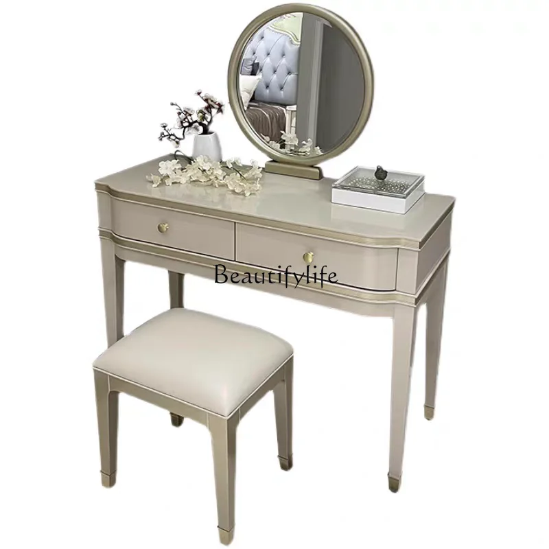 

American light luxury solid wood single dresser dressing stool modern simplicity