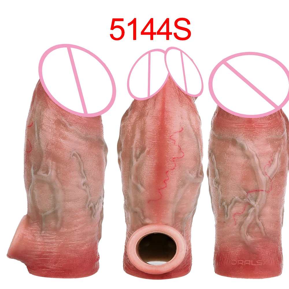 SXXY Skin-Like Silicone Penis Sleeve насадка на член Soft Elastic Adult Intimate Toy Realistic Hollow Dildo With Cock Ring 18+ view 5