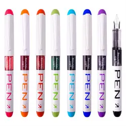 0.38mm Fountain Pen Writing Large Ink Office School Supplies 8 Colors Stationery Set Kawaii Gift Fashion EF Nib