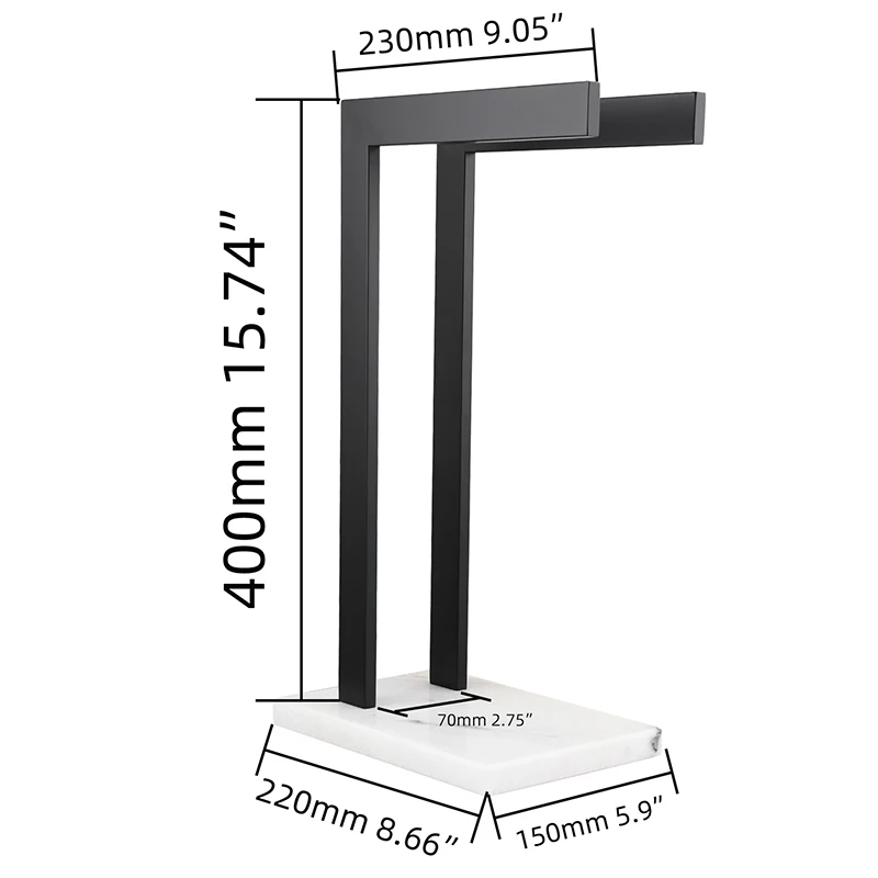 Ciencia Stainless Steel Free Standing Towel Holder with Marble Base Bathroom Countertop Towel Rack with Single Rod Double Rods
