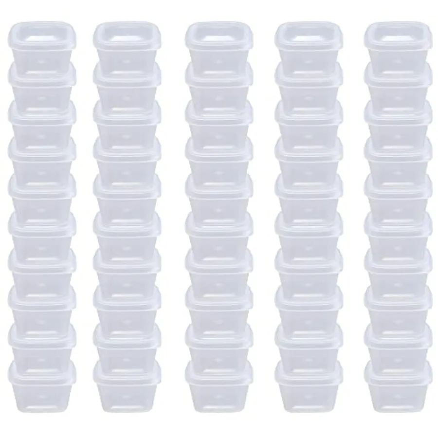 Leak Proof Square Sauce Cup, Plastic Souffle Cups, Disposable Clear Leak Proof Sauce Cup With Hinged Lid, Used for Various Sauc
