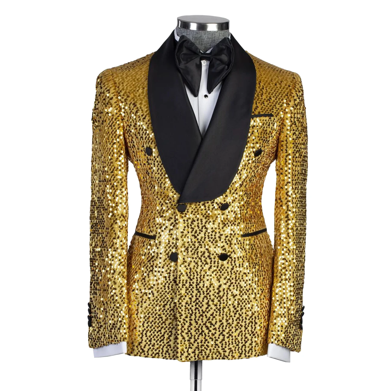 Chaqueta de boda con lentejuelas doradas para hombre, trajes de ajuste clásico, Blazer de fiesta de matrimonio hecho a medida, ropa de graduación, una pieza