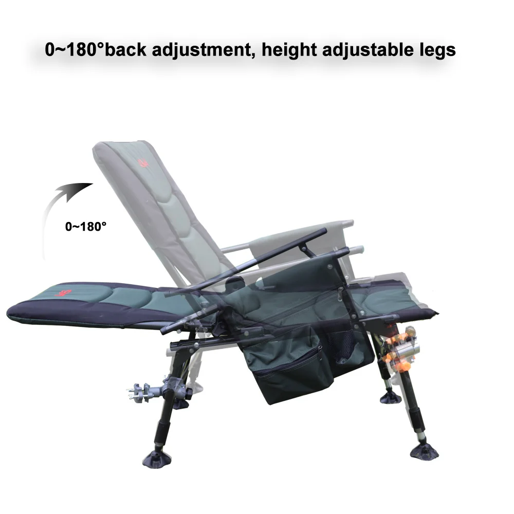 150KG Multifunction Fishing Chair Outdoor Camping Chair with 160° Adjustable High Backrest Support Portable Leisure Chair