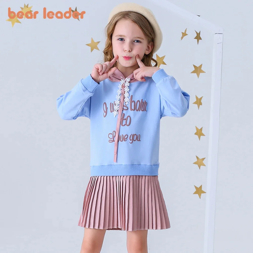 Bear Leader Baby Girls Dress New Spring Casual Ruffles A-Line Striped Full Sleeve Kids Dress for 3T-7T Autumn Letter Vestido