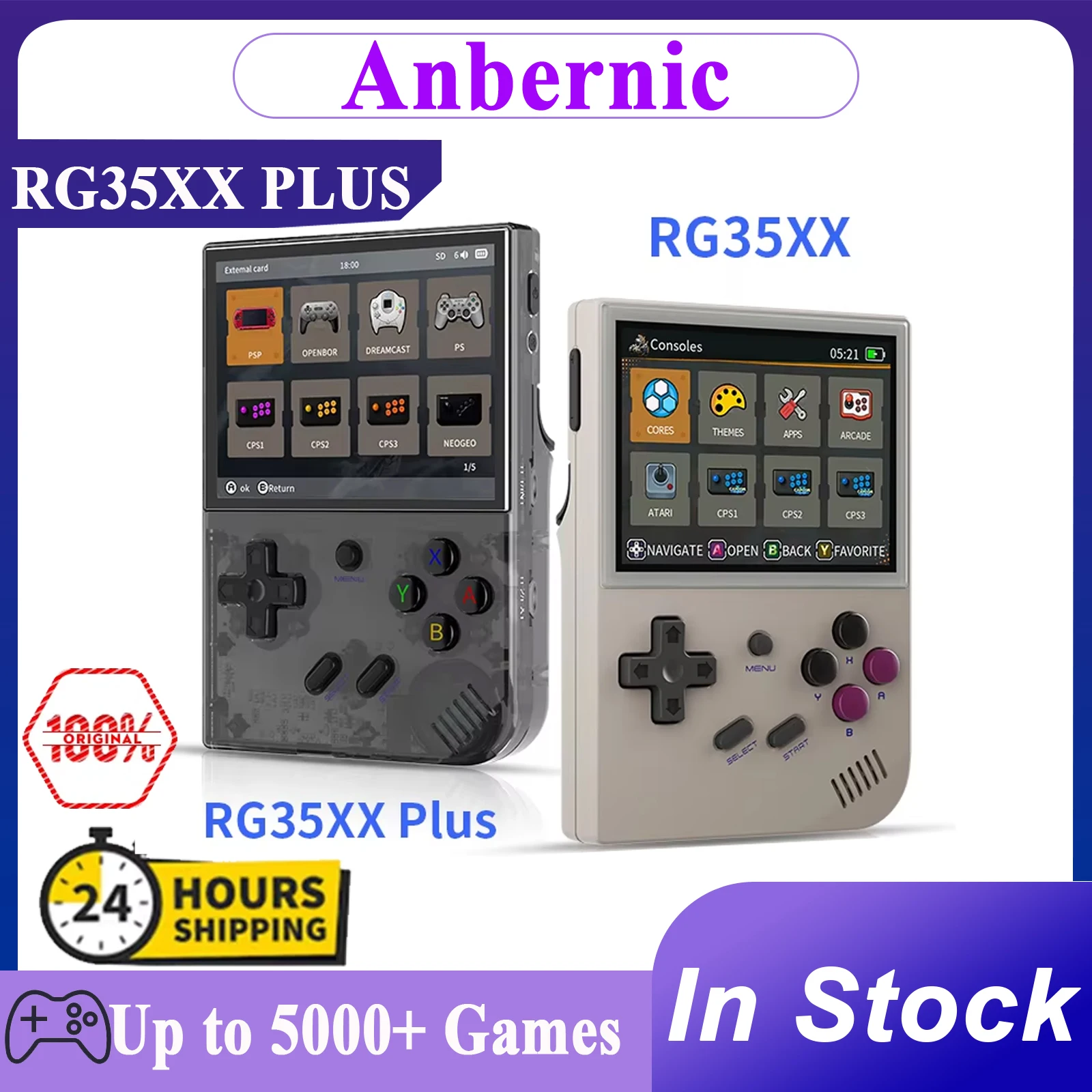 

ANBERNIC RG35XX Plus/RG35XX Retro Handheld Game Console 3.5″ IPS Screen Linux Portable Video Game Player Support HD-M-I TV Outpu