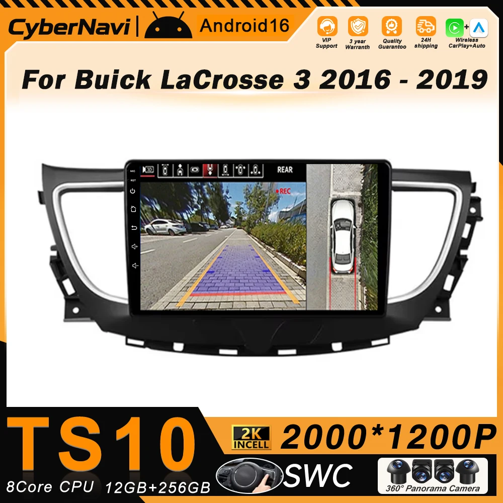 

Android Carplay Auto Qualcomm 2K Screen Car Radio Player For Buick LaCrosse 3 2016-2019 GPS Wifi 4G Video 2Din navigation BT DSP