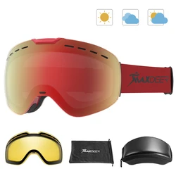 Ski brille mit gelber Linse uv400 Anti-Fog sphärische Ski brille für Männer Frauen Snowboard Skifahren Schneemobil Schnee brille otg